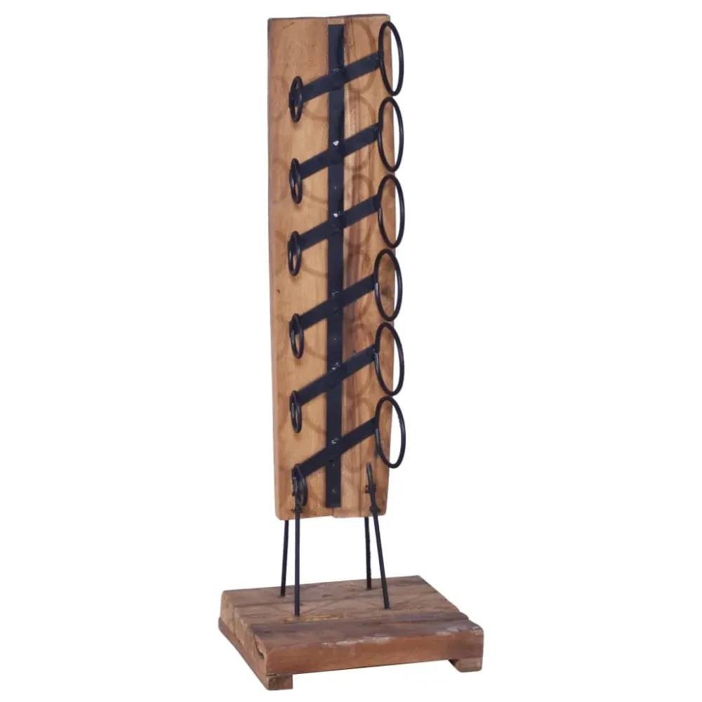 Vinreol Til 6 Flasker 35X35X100 Cm Massivt Teaktræ
