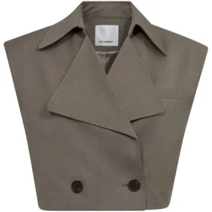 Co´couture - Vidacc Crop Waistcoat 30194 - 154 Mørk valnød Xs