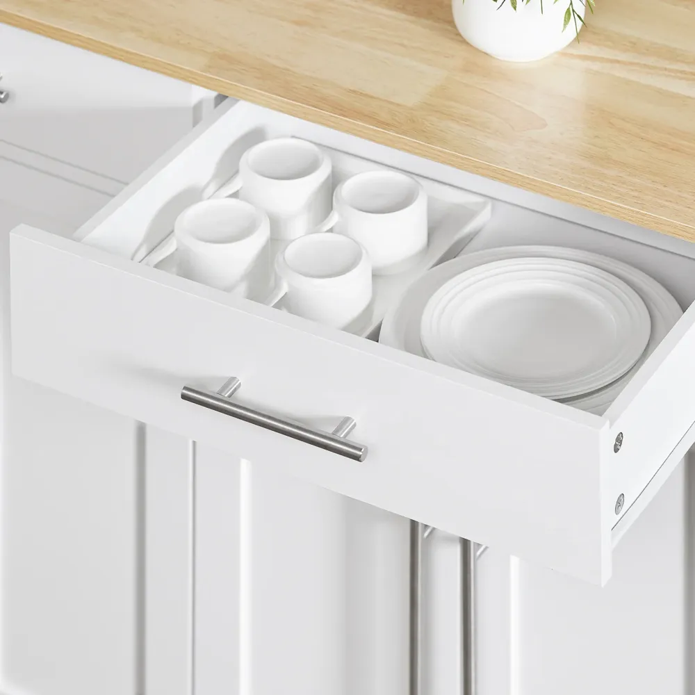 Få mere plads i køkkenet med denne elegante køkkenvogn i alabast, B113 x H91 x D(44-69) cm