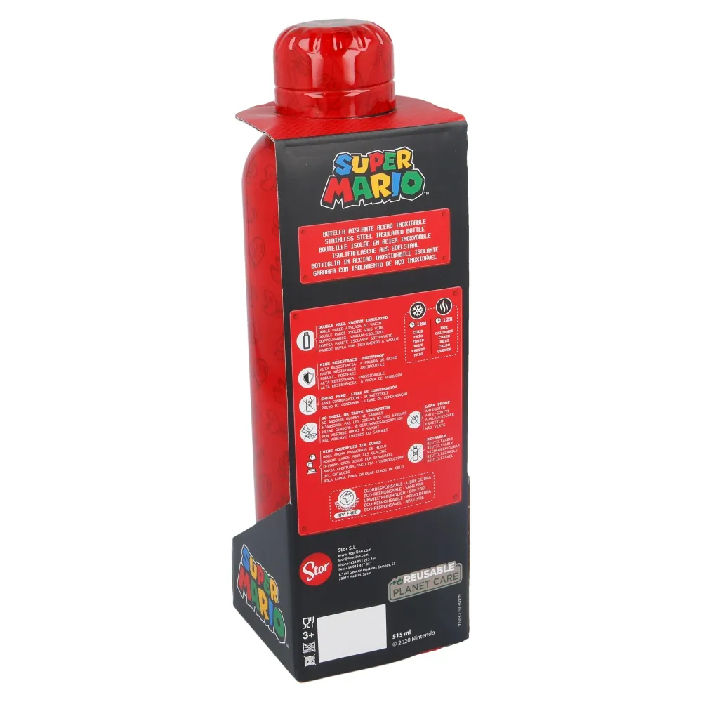 Super Mario - All-metal Flaske - Rød - 515 ML