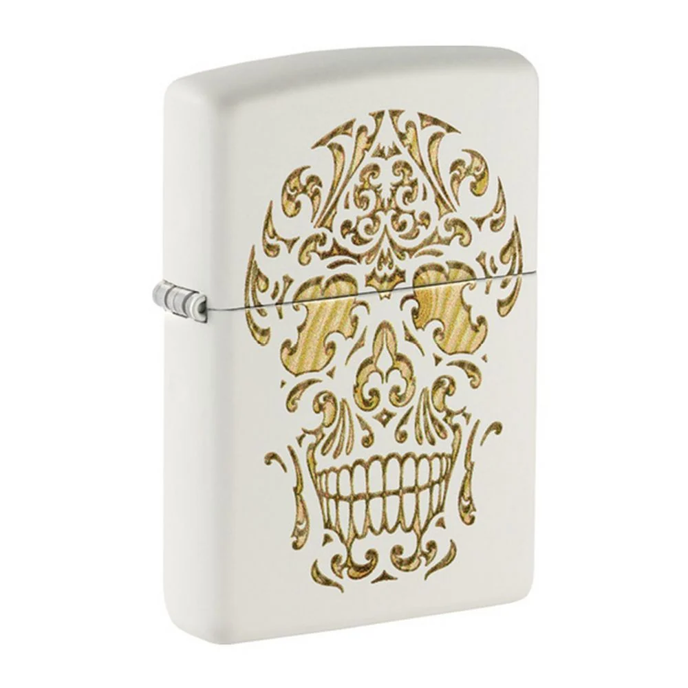 Zippo Lighter Skull - White Matte