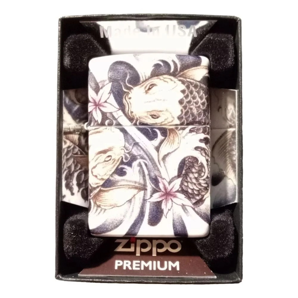 Zippo Premium Lighter - Koi Tattoo Theme Design
